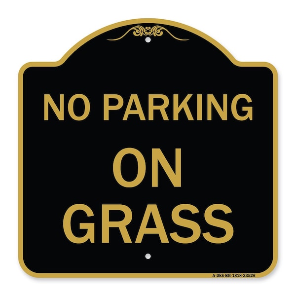 Signmission Designer Series Sign-On Grass, Black & Gold Aluminum Architectural Sign, 18" x 18", BG-1818-23526 A-DES-BG-1818-23526 - main